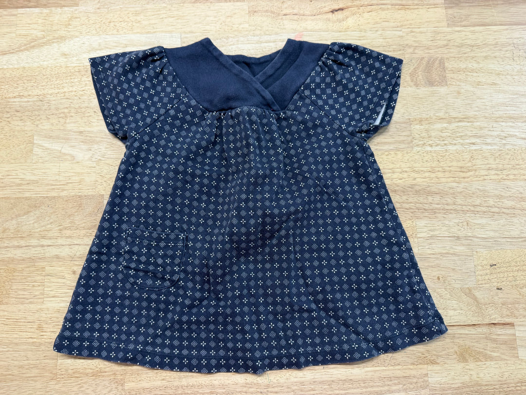 Tea Collection Navy Geometric Tunic Dress – 18–24M | Short Sleeve Fade