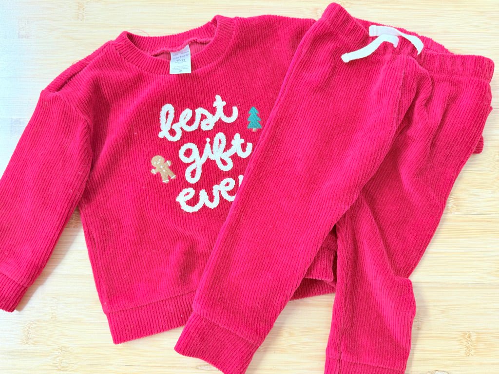 Carter's Best Gift Ever Two-Piece Set – 9 Months | Ribbed Velour | Holiday - Nest and Sprout-Consignment