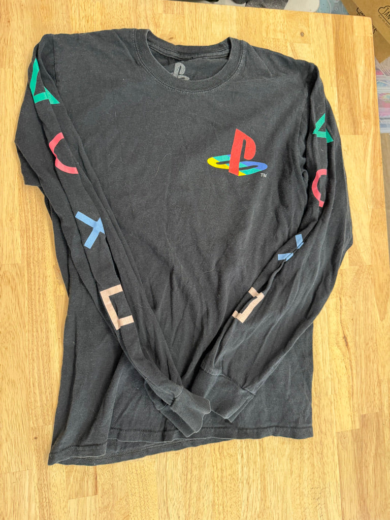 PlayStation Graphic Long Sleeve T-Shirt – S | Black Adult