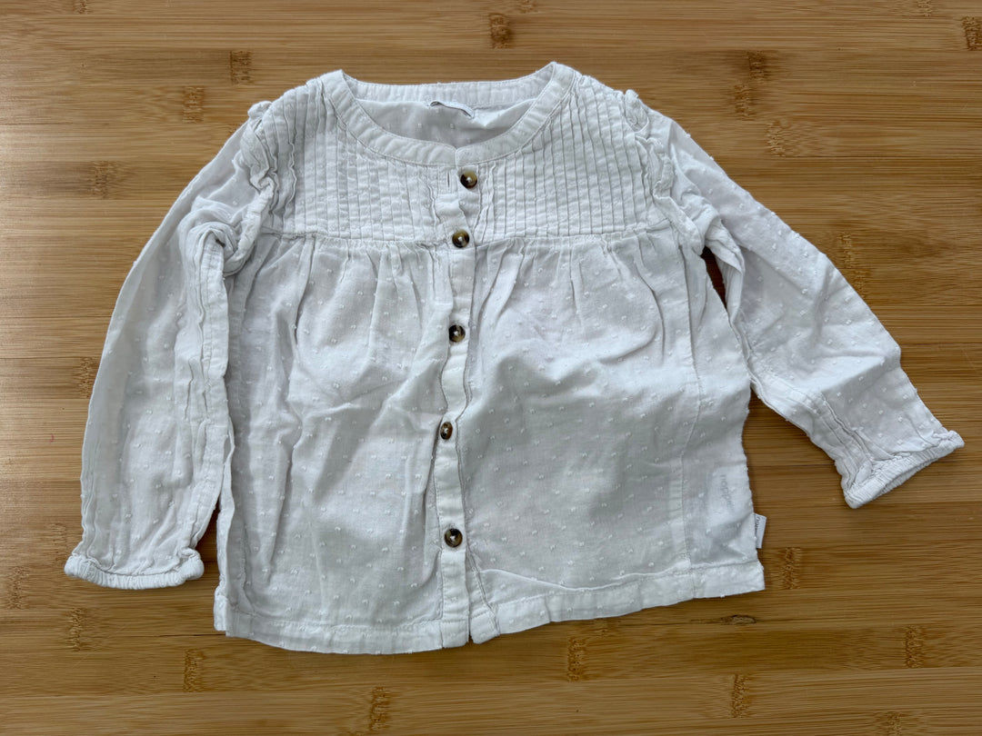 Noppies White Long Sleeve Button-Up Shirt – 18–24M | Girls Detailing