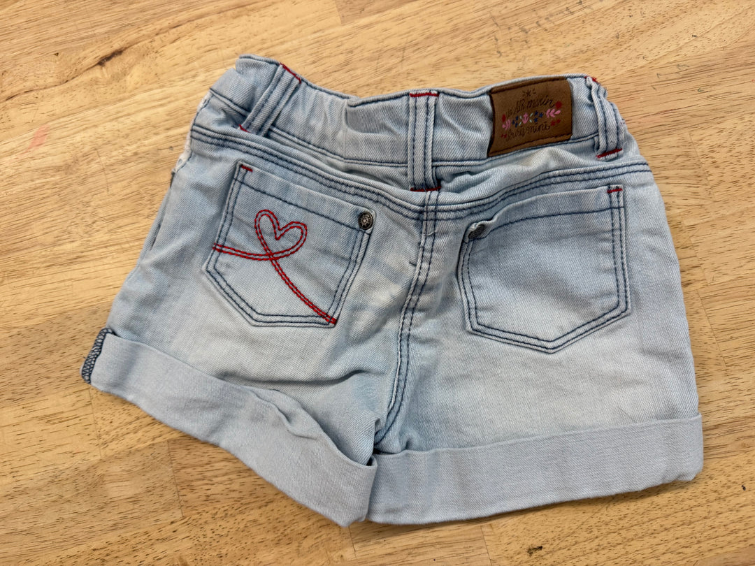 Souris Mini Distressed Light Wash Denim Shorts – 3 | Rolled Hem 99% Cotton Excellent