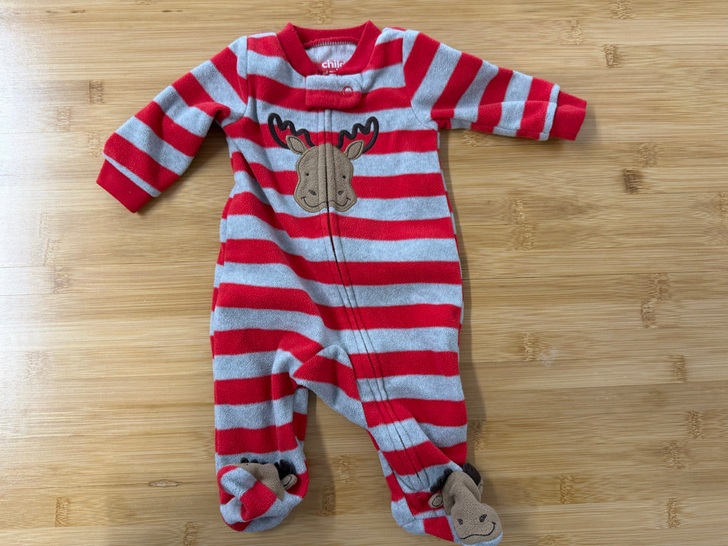 Child of Mine by Carter's Fleece Sleeper – Newborn | Red & Grey Moose Print