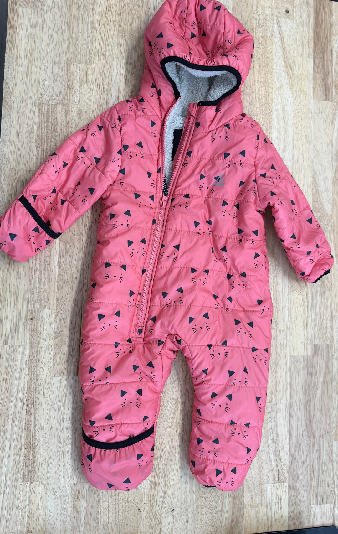 Ripzone Pink Kitty Fleece Snow Suit – 3–6M | Bunting Style