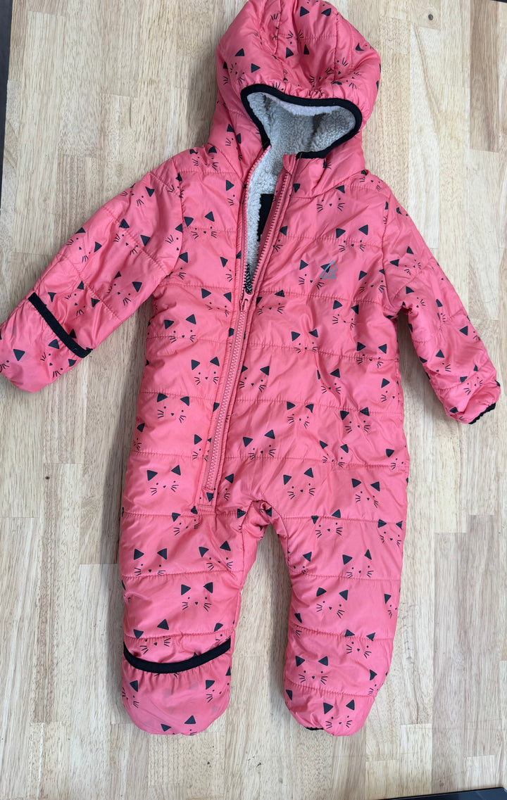 Ripzone Pink Kitty Fleece Snow Suit – 3–6M | Bunting Style