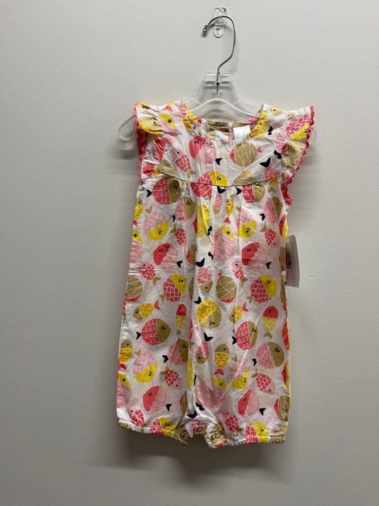 Target Fish Print Short Romper – 18–24M | Pink & Gold Lightweight - Nest and Sprout-Consignment