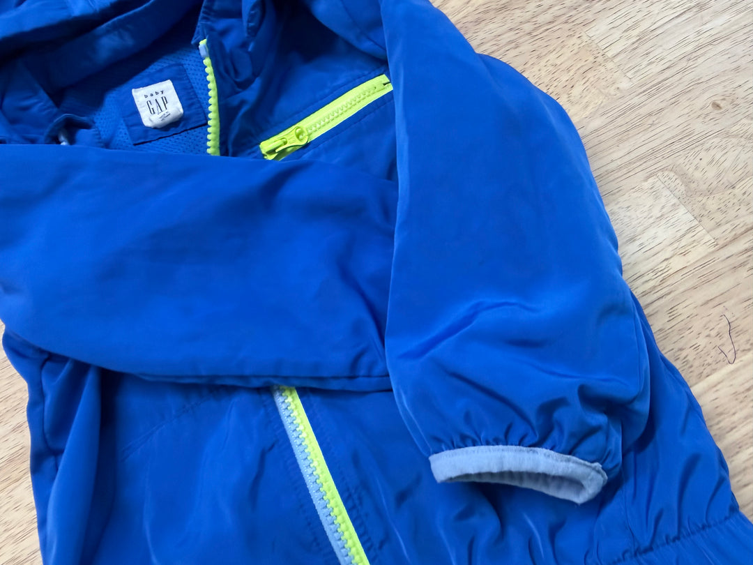 Gap Zip-Off Hood Windbreaker – 18–24M | Blue Green Mesh Lined Spring 2017