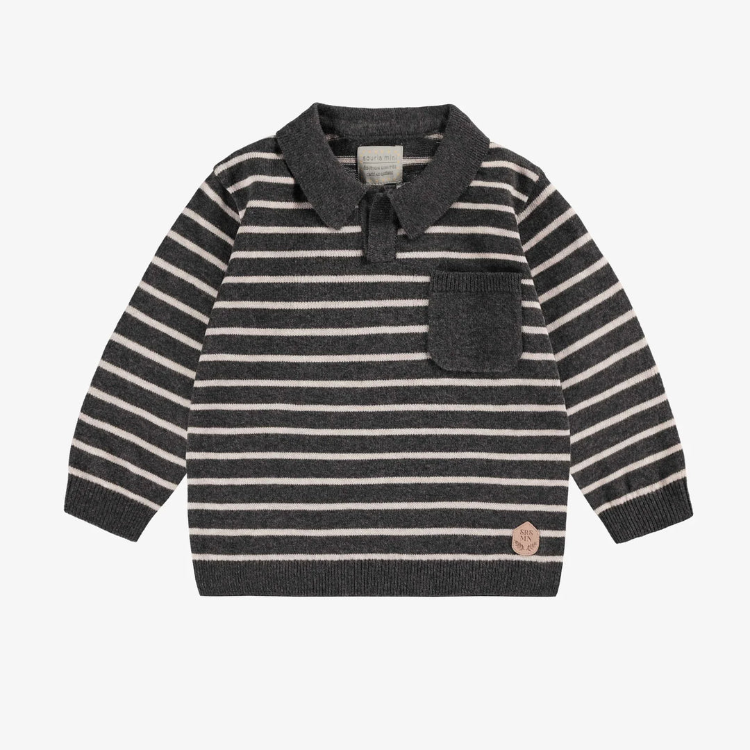 Baby/Toddler Gray Knit Polo Shirt