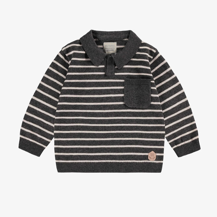 Baby/Toddler Gray Knit Polo Shirt