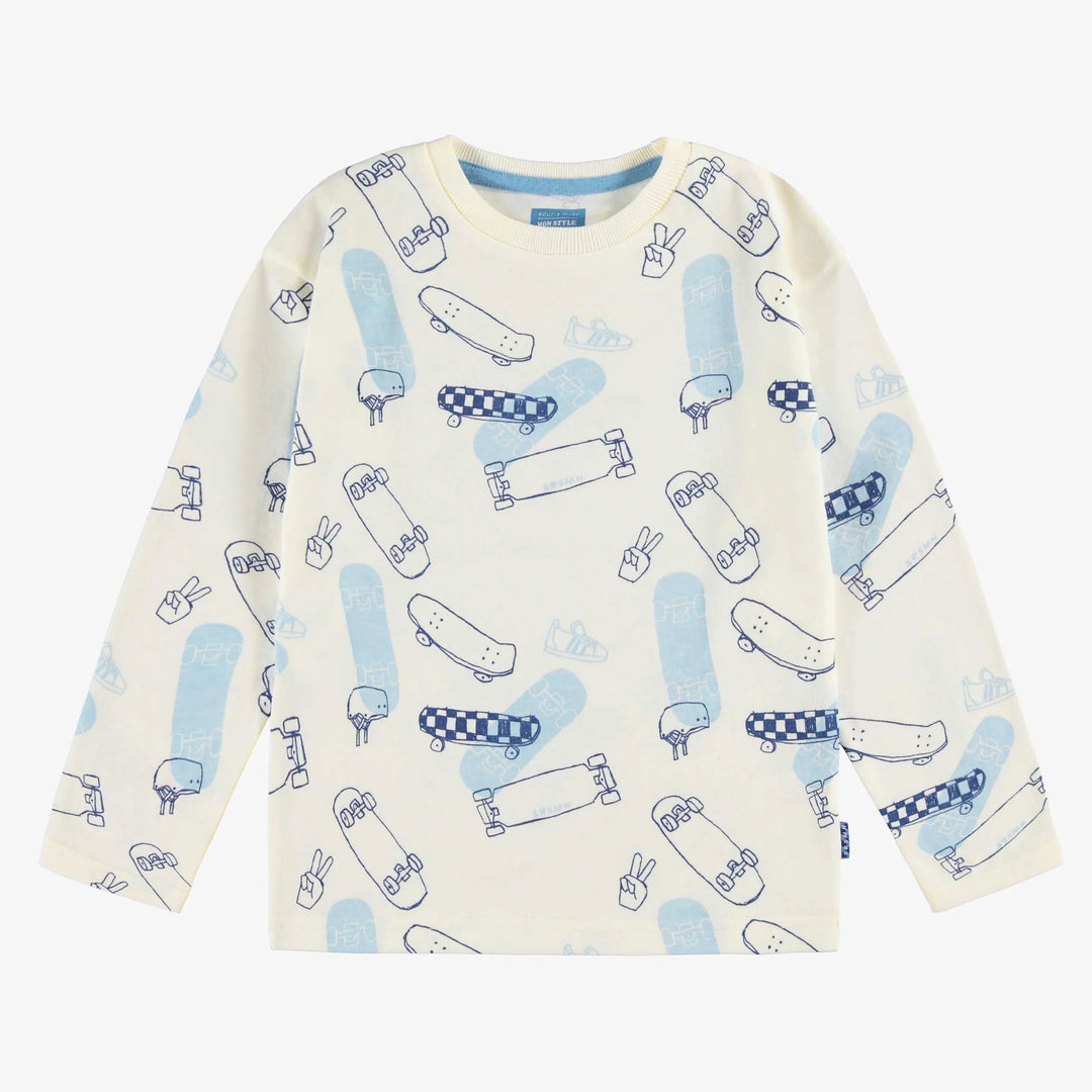 Cream Children's Shirt | Skateboard Print | Final Sale