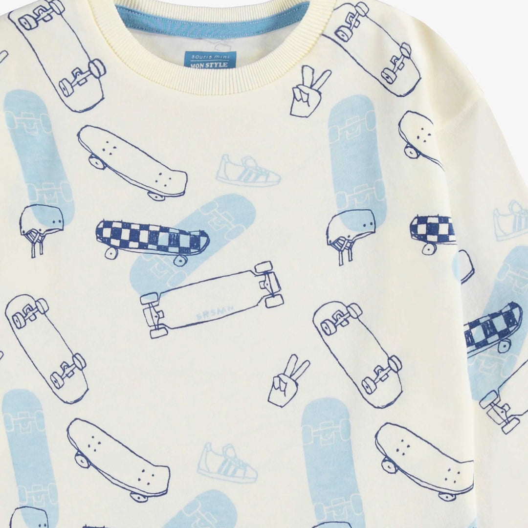 Cream Children's Shirt | Skateboard Print | Final Sale