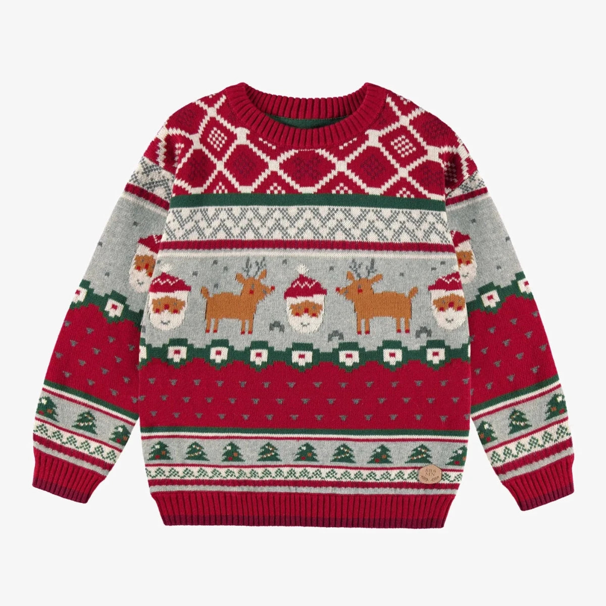 Children's Red Knit Christmas Sweater - Nest and Sprout - Souris Mini
