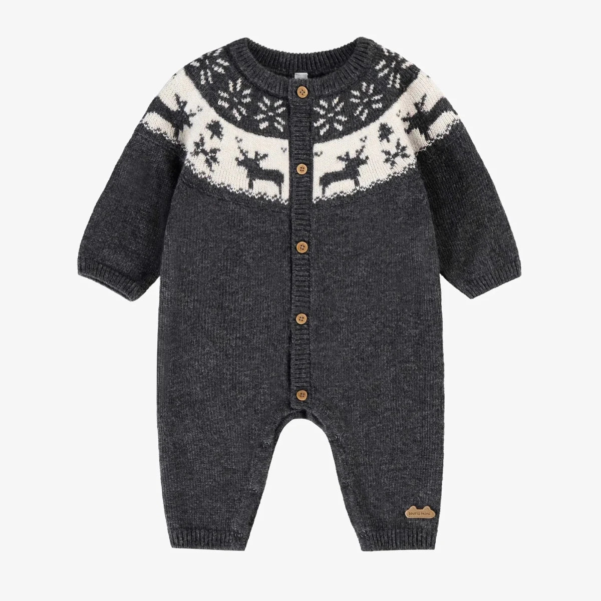 Baby Jumper with Jacquard Patterns | Grey FINAL SALE - Nest and Sprout - Souris Mini