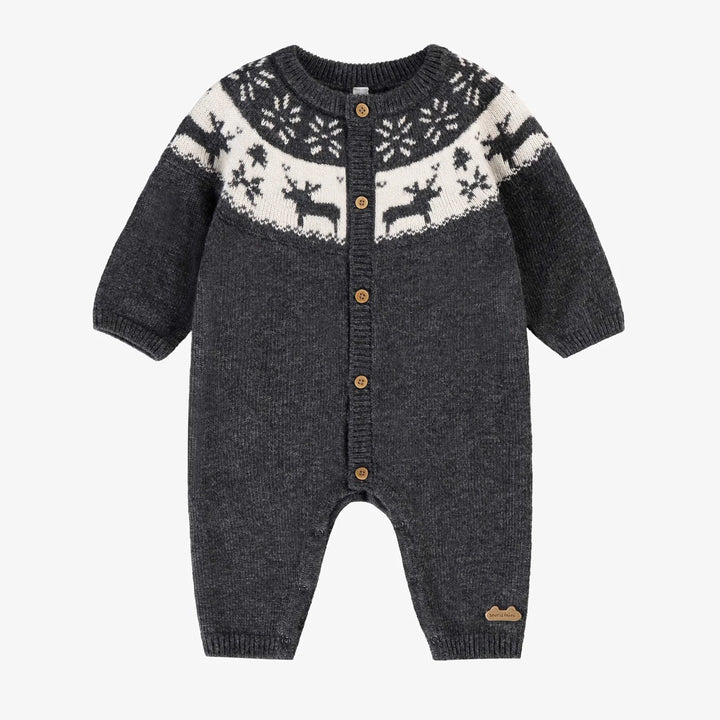 Baby Jumper with Jacquard Patterns | Grey