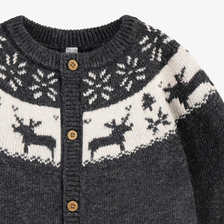 Baby Jumper with Jacquard Patterns | Grey