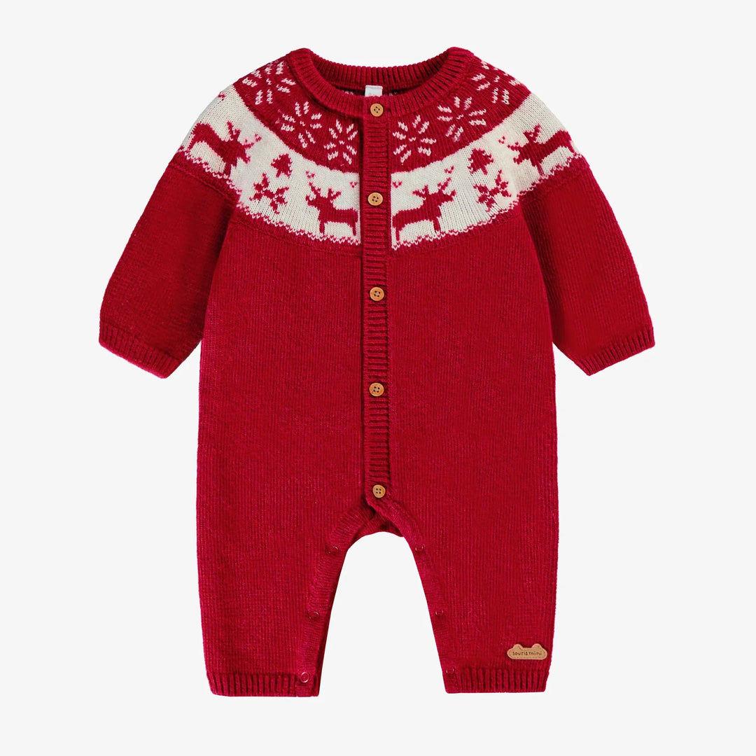 Baby Jumper with Jacquard Patterns | Red