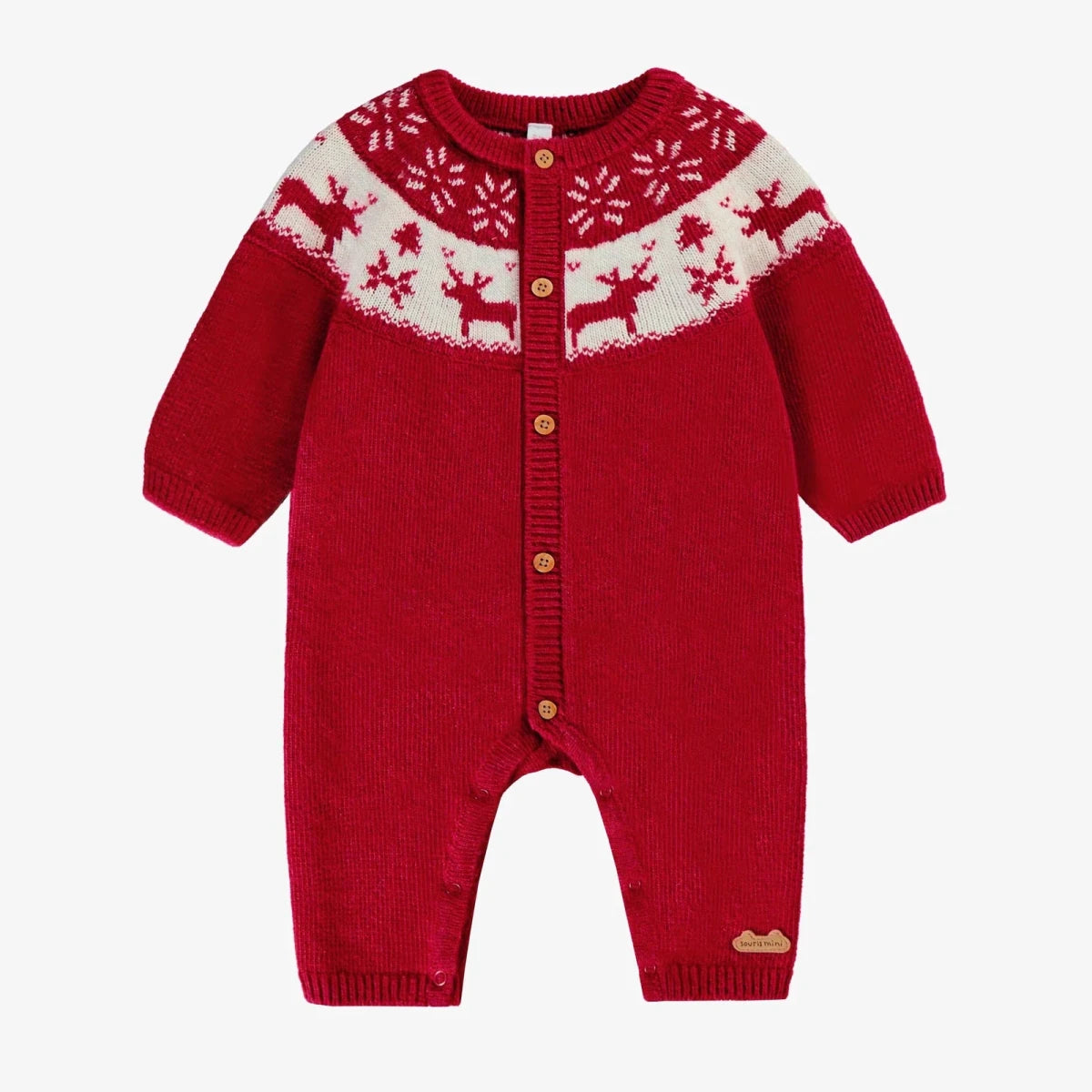 Baby Jumper with Jacquard Patterns | Red - Nest and Sprout - Souris Mini