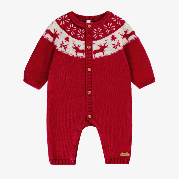 Baby Jumper with Jacquard Patterns | Red