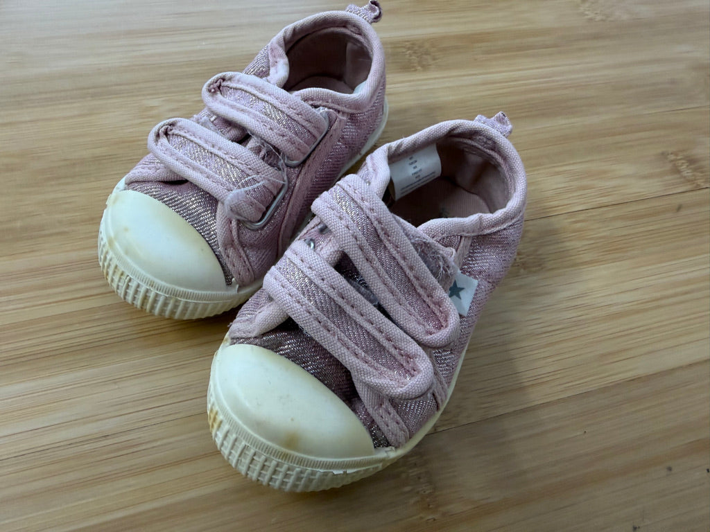 Joe Fresh Canvas Sparkle Sneakers – 4 | Pink Silver Velcro | Play