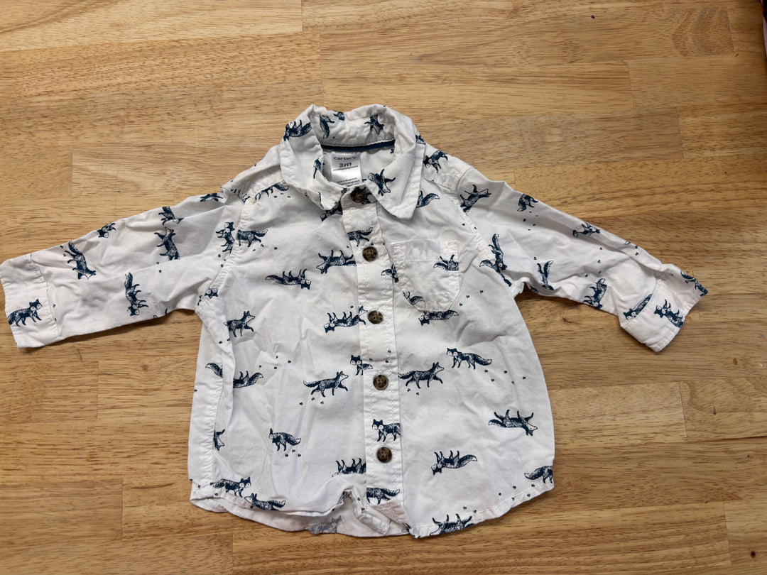 Carters Button-Up Shirt – Size 3M Fox Print