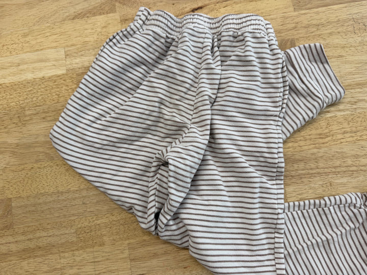 Tiny Button Apparel Striped Pants – 6/7 | Brown & White Cotton/Bamboo Made in Canada | Play