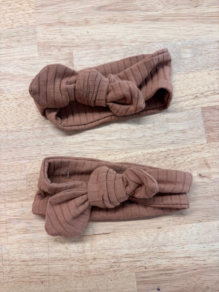 PL Baby Headband - Brown Ribbed Knot (2 Available) - Nest and Sprout - Consignment