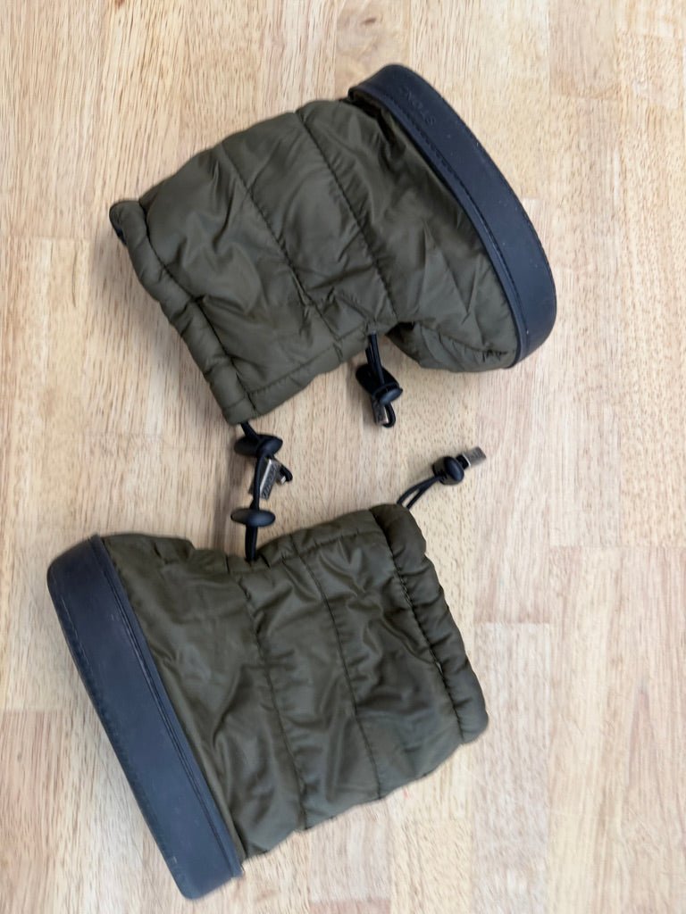 Stonz Puffer Winter Booties – L | Army Green | - 20°C Rated - Nest and Sprout - Consignment