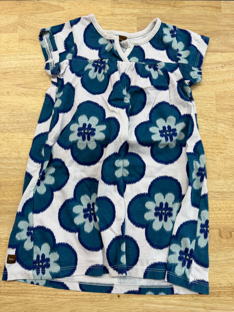 Tea Collection Dress – 4 | Light Grey with Teal Blue Floral