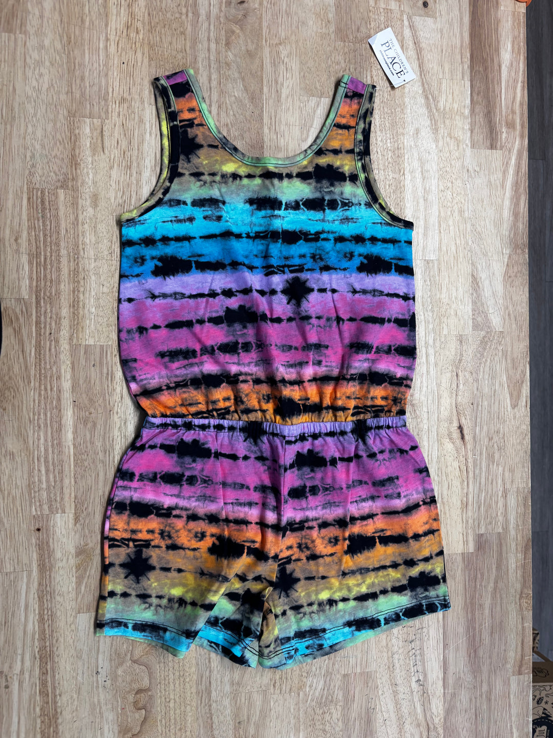 The Children’s Place Tie-Dye Black Rainbow Romper New With Tags | Size 8