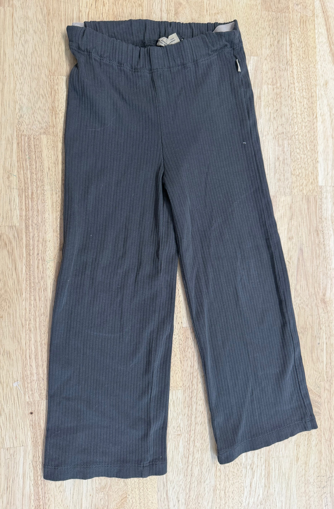 Wheat Ribbed Pant – 4T | Charcoal | Wide Leg