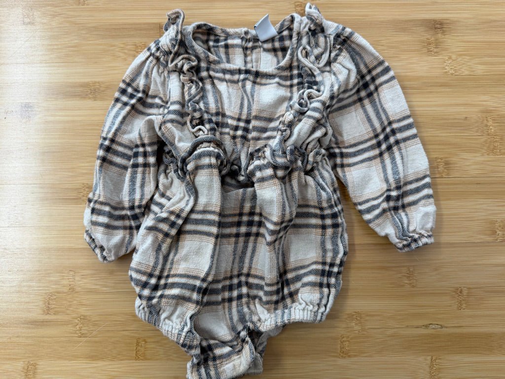 Old Navy Flannel Bubble Bodysuit – 18–24M | Brown Long Sleeve | Play - Nest and Sprout-Consignment