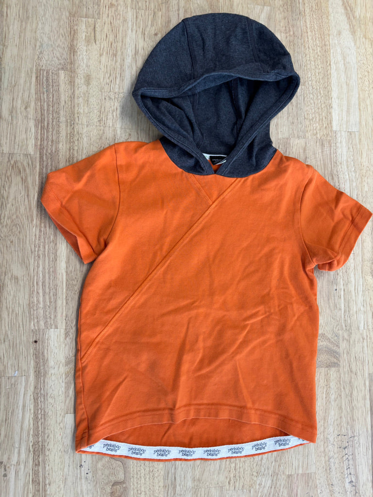 Peekaboo Beans Orange Hooded Shirt Charcoal Hood | Size 4