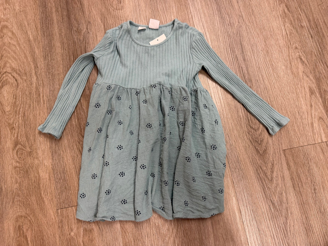 Zara Ribbed Bodice Long Sleeve Dress – 4–5Y | Light Blue