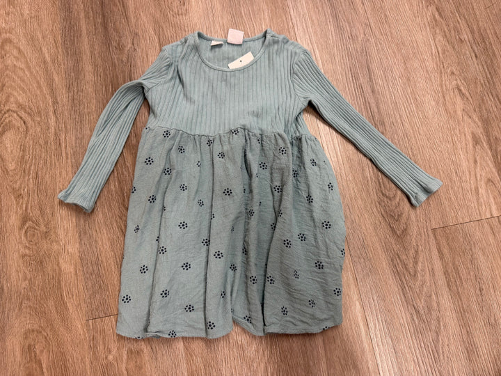 Zara Ribbed Bodice Long Sleeve Dress – 4–5Y | Light Blue