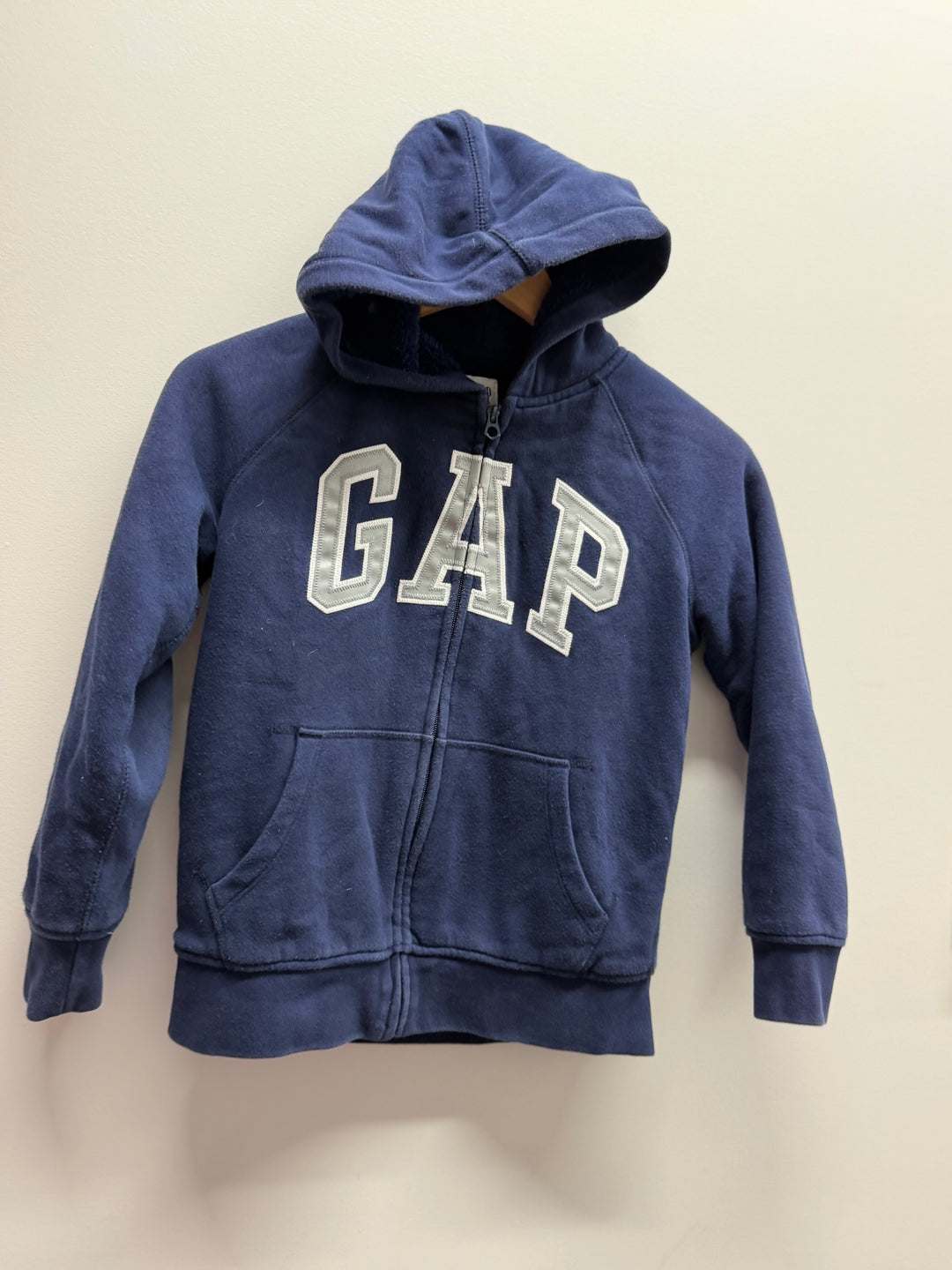 Gap Kids Navy Fleece-Lined Zip-Up Hoodie – L | Grey Lettering Heavy Weight