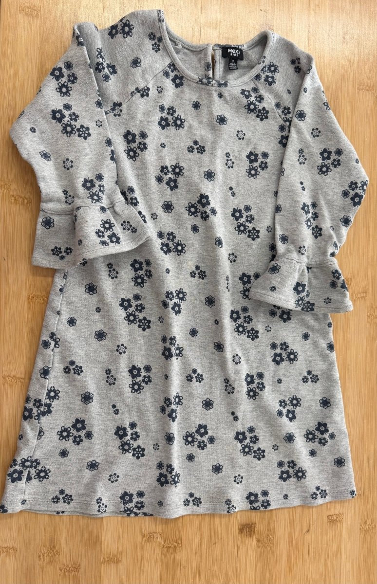 Mexx Kids Sweatshirt Dress – 8 | Blue Flowers - Nest and Sprout-Consignment