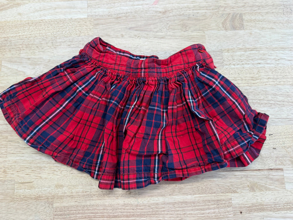Children's Place Plaid Skort – 6 | Red and Navy | Adjustable Side Zipper