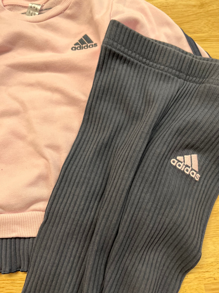 Adidas 6-9M Sweatsuit Set - Pink & Grey