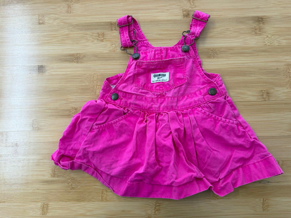 OshKosh Denim Jumper Dress – 12M | Hot Pink
