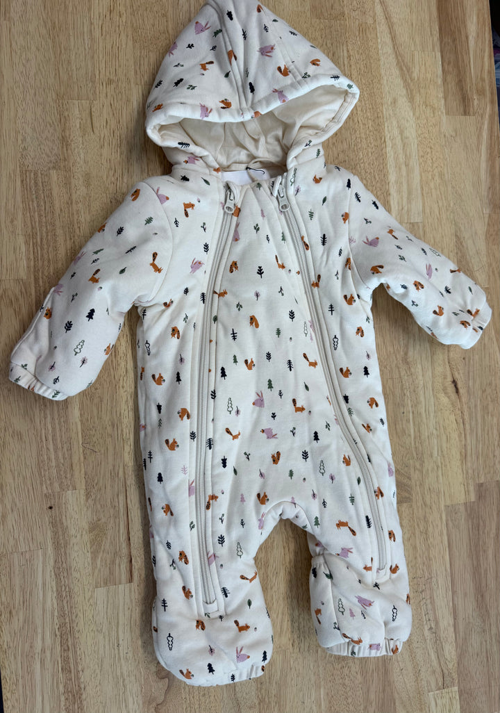 Joe Fresh Wildlife Bunting Suit – 3–6M | Double Zipper