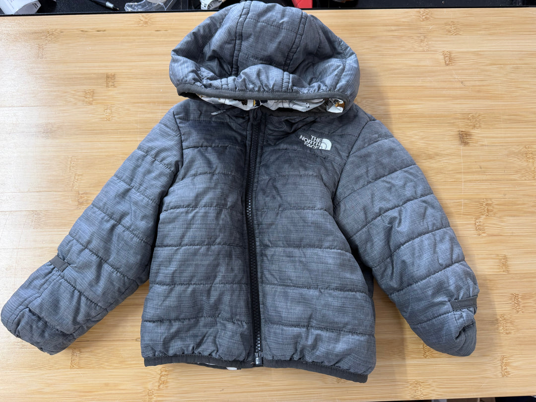 The North Face Puffer Quilted Jacket – 18=24motnhs | Reversible | Grey | Forest Animal Print