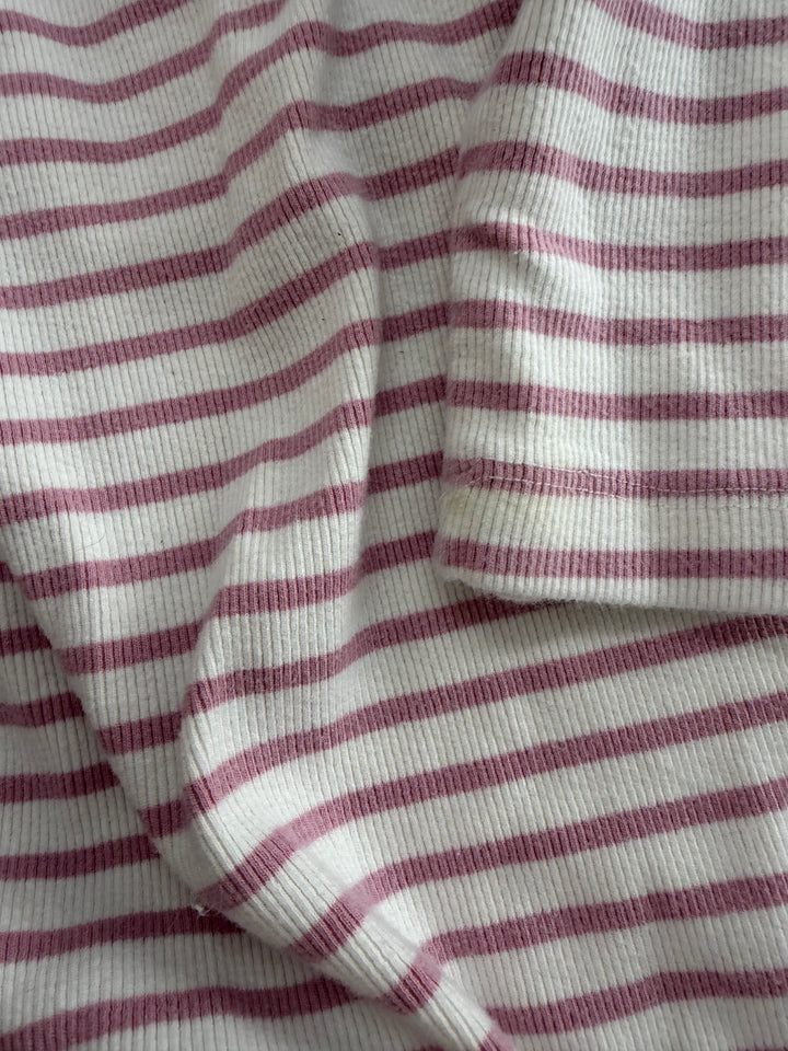 Lola and Taylor One Piece Romper – 2/3 | Purple and White Ribbed Stripe