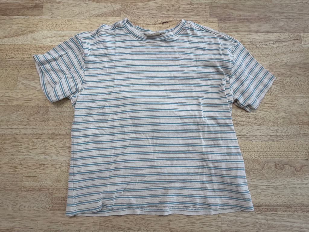 Wheat Kids Striped Shirt – 10Y | Cream & blue Short Sleeve