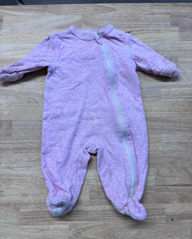 Juddlies 0–3M Heather Pink Footed Sleeper