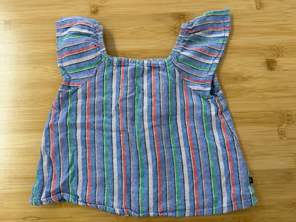 Gap Kids Linen/Rayon Stripe Top – 3 | Blue Red Green Purple Vertical Stripe