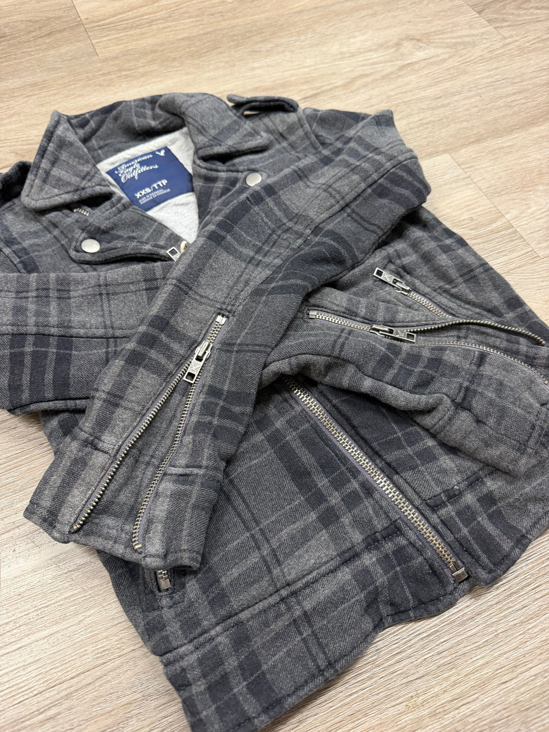 American Eagle Cotton Lined Jacket – XXS | Plaid Print | Zipper