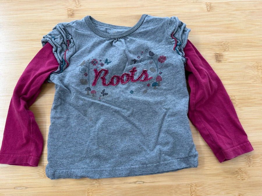 Roots 73 Fuchsia Sleeve Shirt – 2T | Grey Body Girl - Nest and Sprout-Consignment