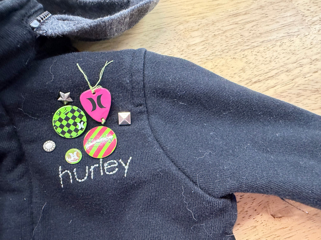 Hurley Girls Zip-Up Hooded Jacket – 12M | Black