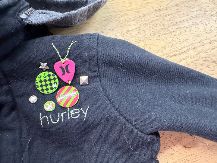 Hurley Girls Zip-Up Hooded Jacket – 12M | Black