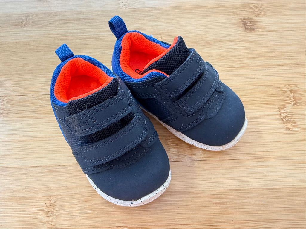 Carter's Blue Navy Velcro Sneaker – 2.5 (| Orange Inner Great Condition