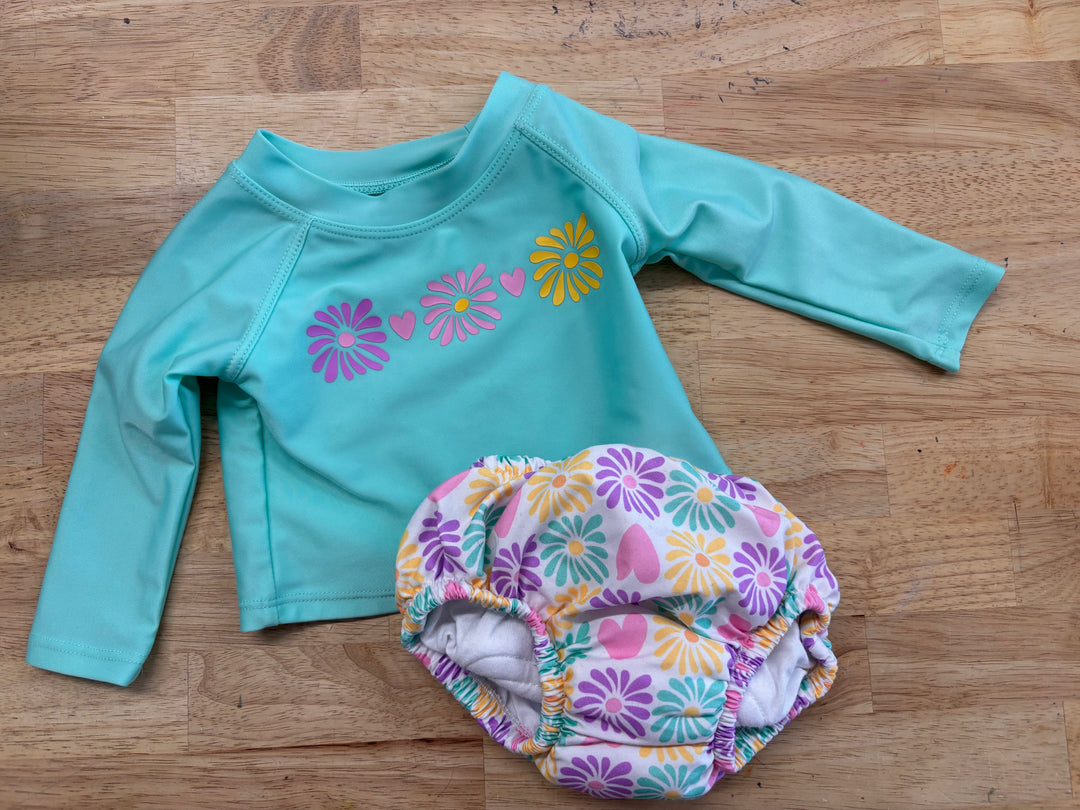 George Swim Set – 0-3M Floral Top + Reusable Swim Diaper